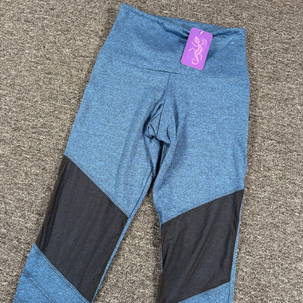 Onzie Flow Leggings Womens S/M Blue Space Dye Mesh Panel Moto High Waist